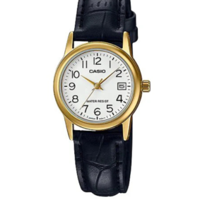 CASIO LTP-V002GL-7B2U WOMEN'S GOLD-TONE LEATHER STRAP WHITE DIAL ANALOG WATCH - Image 1