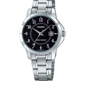 CASIO LTP-V004D-1B2U BLACK DIAL STAINLESS STEEL WOMEN'S ANALOG WATCH - Image 1