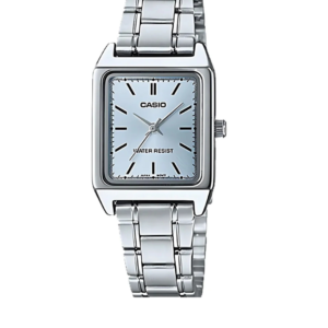 CASIO LTP-V007D-2EU SILVER STAINLESS STEEL BLUE DIAL LADIES ANALOG WATCH - Image 1