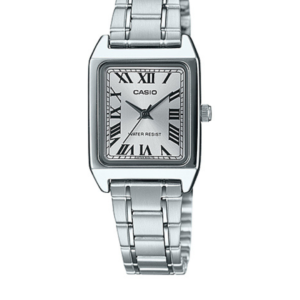 CASIO LTP-V007D-7BUD LADIES SILVER DIAL STAINLESS STEEL RECTANGULAR ANALOG WATCH - Image 1