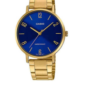 CASIO LTP-VT01G-2BU GOLD-TONE STAINLESS STEEL BLUE DIAL WOMEN'S ANALOG WATCH - Image 1