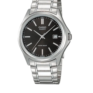 CASIO MTP-1183A-1AD MEN'S STAINLESS STEEL BLACK DIAL DATE ANALOG WATCH - Image 1
