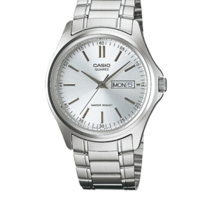 CASIO MTP-1239D-7ADF SILVER STAINLESS STEEL SILVER DIAL MEN'S DAY & DATE WATCH - Image 1