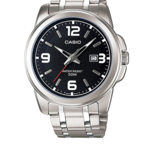 CASIO MTP-1314D-1AV MEN'S STAINLESS STEEL BLACK DIAL ANALOG QUARTZ WATCH - Image 1