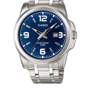 CASIO MTP-1314D-2AV MEN'S STAINLESS STEEL BLUE DIAL ANALOG QUARTZ WATCH - Image 1