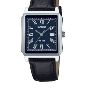 CASIO MTP-B190L-2BV MEN'S BLUE DIAL BLACK LEATHER STRAP ANALOG WATCH - Image 1