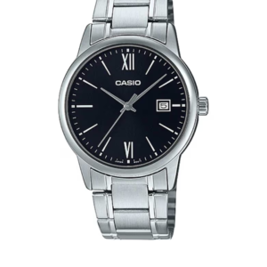 CASIO MTP-V002D-1B3UD SILVER STAINLESS STEEL BLACK DIAL MEN'S ANALOG WATCH - Image 1