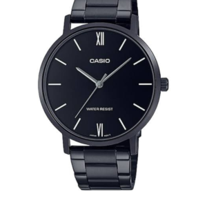 CASIO MTP-VT01B-1BU BLACK ION-PLATED STAINLESS STEEL BLACK DIAL MEN'S WATCH - Image 1