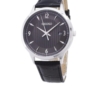 SEIKO SGEH85P1 LUXURY BLACK DIAL LEATHER STRAP MEN'S WATCH - Image 1