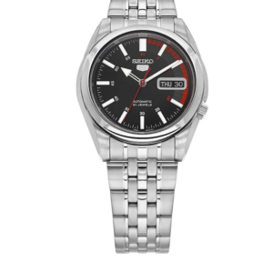 SEIKO 5 SNK375K1 BLACK DIAL AUTOMATIC STAINLESS STEEL MEN'S WATCH - Image 1