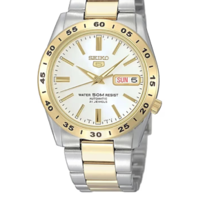 SEIKO SNKE04J1 LUXURY WHITE DIAL AUTOMATIC TWO-TONE STAINLESS STEEL MEN'S WATCH - Image 1