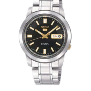 SEIKO 5 SNKK17K1 BLACK DIAL AUTOMATIC 21 JEWELS STAINLESS STEEL MEN'S WATCH - Image 1