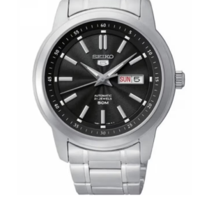 SEIKO 5 SNKM87K1 BLACK DIAL AUTOMATIC STAINLESS STEEL MEN'S WATCH - Image 1
