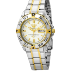 SEIKO SNZB24J1 LUXURY WHITE DIAL AUTOMATIC TWO-TONE STAINLESS STEEL MEN'S WATCH - Image 1