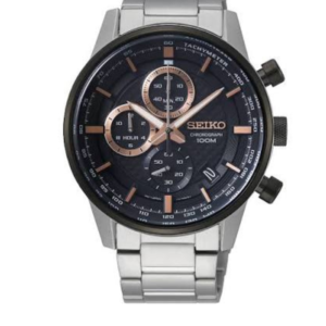 SEIKO SSB331P1 LUXURY BLACK DIAL CHRONOGRAPH STAINLESS STEEL MEN'S WATCH - Image 1