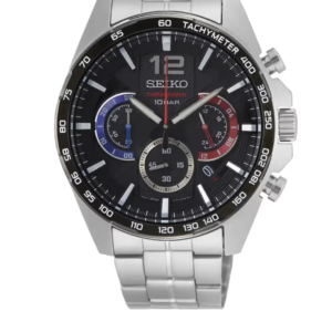 SEIKO SSB347P1 LUXURY BLACK DIAL CHRONOGRAPH STAINLESS STEEL MEN'S WATCH - Image 1