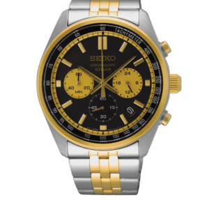 SEIKO SSB430P1 LUXURY BLACK DIAL CHRONOGRAPH TWO-TONE STAINLESS STEEL MEN'S WATCH - Image 1