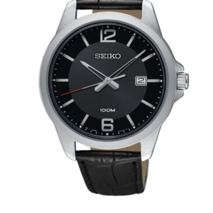 SEIKO SUR251P1 LUXURY BLACK DIAL LEATHER STRAP MEN'S WATCH - Image 1