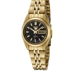 SEIKO 5 SYMA40K1 BLACK DIAL AUTOMATIC GOLD-TONE STAINLESS STEEL WOMEN'S WATCH - Image 1