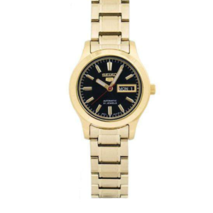 SEIKO 5 SYMD96K1 BLACK DIAL AUTOMATIC GOLD-TONE STAINLESS STEEL WOMEN'S WATCH - Image 1