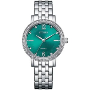 CITIZEN EL3100-55Z LADIES Watch – Elegant Green Dial with All Silver Chain - Image 1