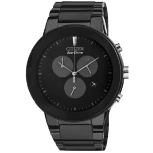 CITIZEN AT2245-57E GENTS Watch – Bold All-Black Eco-Drive Chronograph with Black Bezel Chain - Image 1