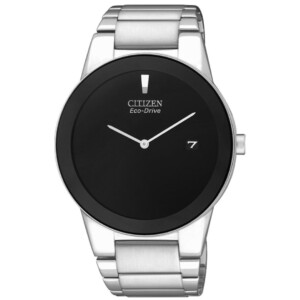CITIZEN AU1060-51E GENTS Watch – Sleek Black Plain Dial Eco-Drive with All Silver Chain - Image 1