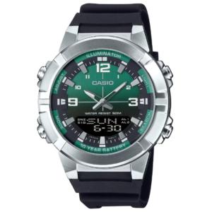 CASIO AMW-870A-3A GENTS Watch – Analog-Digital Green Gradient Dial with Black Resin Strap - Image 1