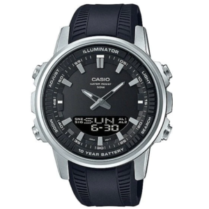 CASIO AMW-880-1A GENTS Watch – Enticer Analog-Digital Black Dial with Black Resin Strap - Image 1