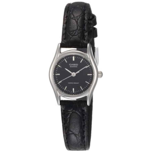 CASIO LTP-1094E-1A LADIES Watch – Minimalist Analog Black Dial with Premium Black Leather Strap - Image 1