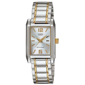 CASIO LTP-1235SG-7A LADIES Watch – Elegant Analog Silver Dial with Two-Tone Silver & Golden Stainless Steel Chain - Image 1