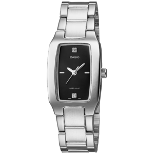 Casio LTP-1165A-1C2 LADIES Watch – BLACK SQUARE DIAL with Premium ALL SILVER CHAIN Design - Image 1