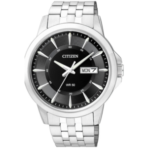 CITIZEN BF2011-51E GENTS Watch – Classic Black Dial with All Silver Chain - Image 1
