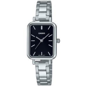 Casio LTP-V009-1E LADIES Watch – BLACK SQUARE DIAL with Premium ALL SILVER CHAIN Design - Image 1