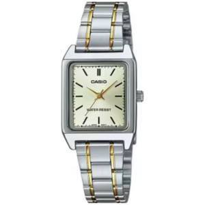 Casio LTP-V007SG-9E LADIES Watch – GOLDEN SQUARE DIAL with Premium SILVER GOLDEN CHAIN Design - Image 1