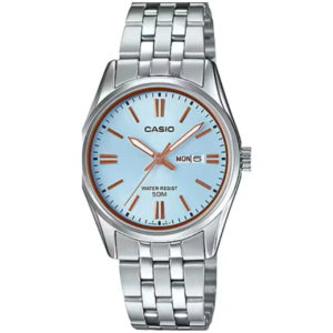 Casio LTP-1335D-2A LADIES Watch – LIGHT BLUE DIAL with Rose Gold Hands & Premium ALL SILVER CHAIN Design - Image 1