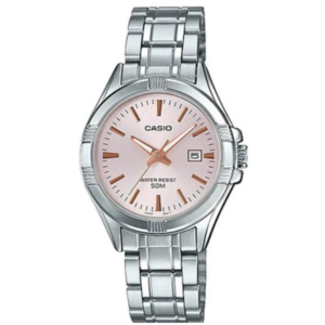 Casio LTP-1308D-4A LADIES Watch – ROSE GOLD DIAL with Premium ALL SILVER CHAIN Design - Image 1