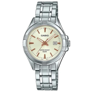 Casio LTP-1308D-9A LADIES Watch – GOLDEN DIAL with Premium ALL SILVER CHAIN Design - Image 1