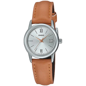 Casio LTP-V002GL-7B3 LADIES Watch – WHITE DIAL with Golden Bezel & Premium Genuine Brown Leather Strap - Image 1