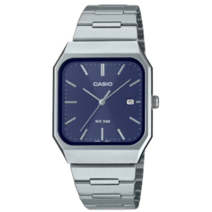 Casio MTP-B185D-2A1 GENTS Watch – BLUE DIAL with Premium ALL SILVER CHAIN Design - Image 1