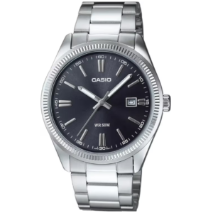 Casio MTP-1302D-1A1 GENTS Watch – GREY DIAL with Premium ALL SILVER CHAIN Design - Image 1