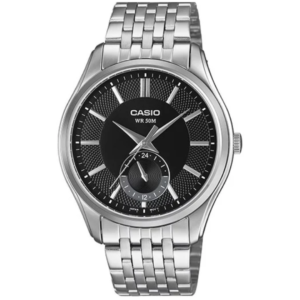 Casio MTP-B315D-1A GENTS Watch – BLACK DIAL with Premium ALL SILVER CHAIN Design - Image 1