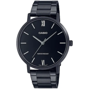 Casio MTP-VT01B-1B GENTS Watch – BLACK DIAL with Premium ALL BLACK CHAIN Design - Image 1