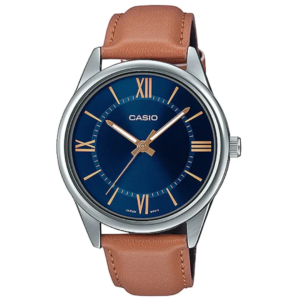 Casio MTP-V005L-2B5 GENTS Watch – BLUE DIAL with Premium BROWN LEATHER STRAP Design - Image 1