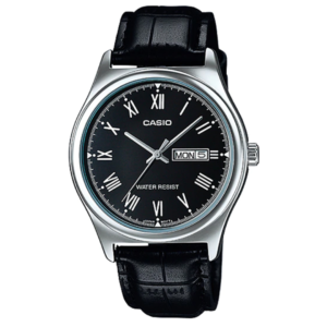 Casio MTP-V006L-1B GENTS Watch – BLACK DIAL with Premium BLACK LEATHER STRAP Design - Image 1