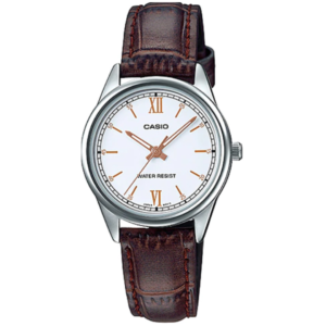 Casio LTP-V005L-7B3 LADIES Watch – WHITE DIAL with Premium Genuine Brown Leather Strap - Image 1