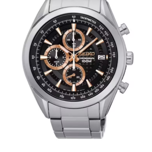 SEIKO SSB199P1 LUXURY CHRONOGRAPH BLACK DIAL STAINLESS STEEL MEN'S WATCH - Image 1