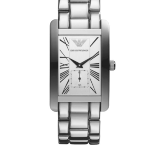EMPORIO ARMANI AR0145 MEN'S QUARTZ STAINLESS STEEL SILVER DIAL WATCH 30MM - Image 1
