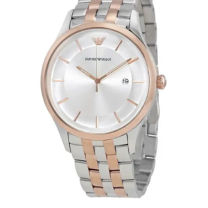 EMPORIO ARMANI AR11044 MEN'S QUARTZ TWO-TONE STAINLESS STEEL SILVER DIAL WATCH 43MM - Image 1