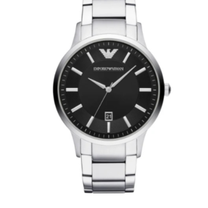 EMPORIO ARMANI AR11181 RENATO BLACK DIAL STAINLESS STEEL QUARTZ MEN'S WATCH - Image 1